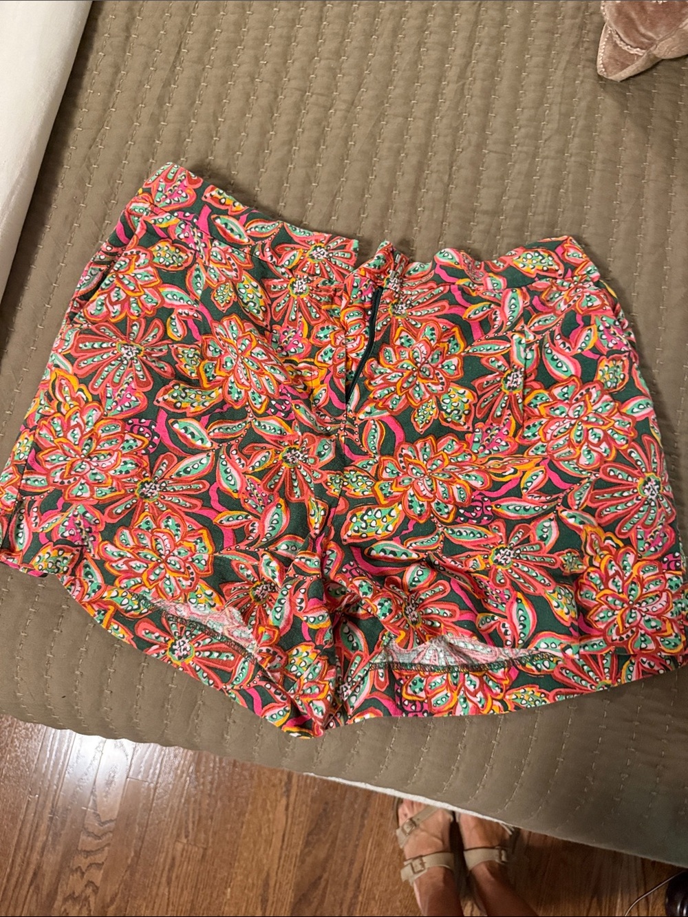 J. Crew Pink Multi Floral High-Waist Shorts